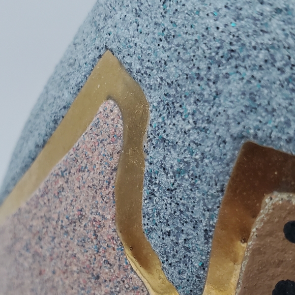 Southwestern Sand Pottery Art Vase Pueblo 14 Karat Gold Accents Village Scenery - Picture 4 of 13